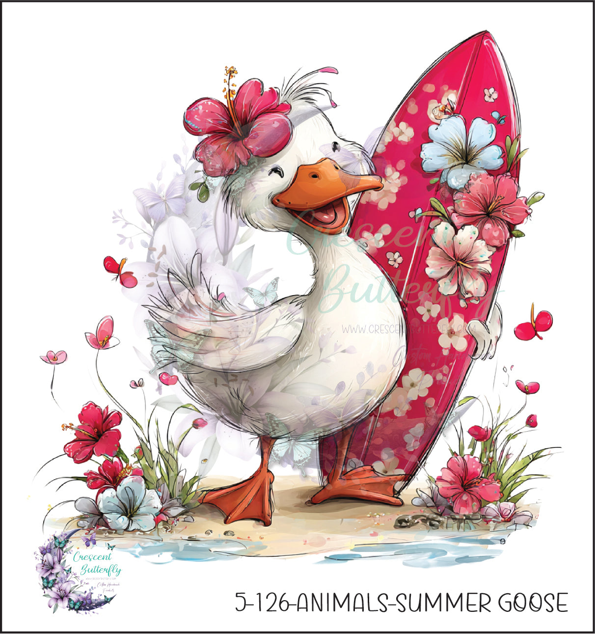 5-126-Animals-Summer Goose UV DTF Decal