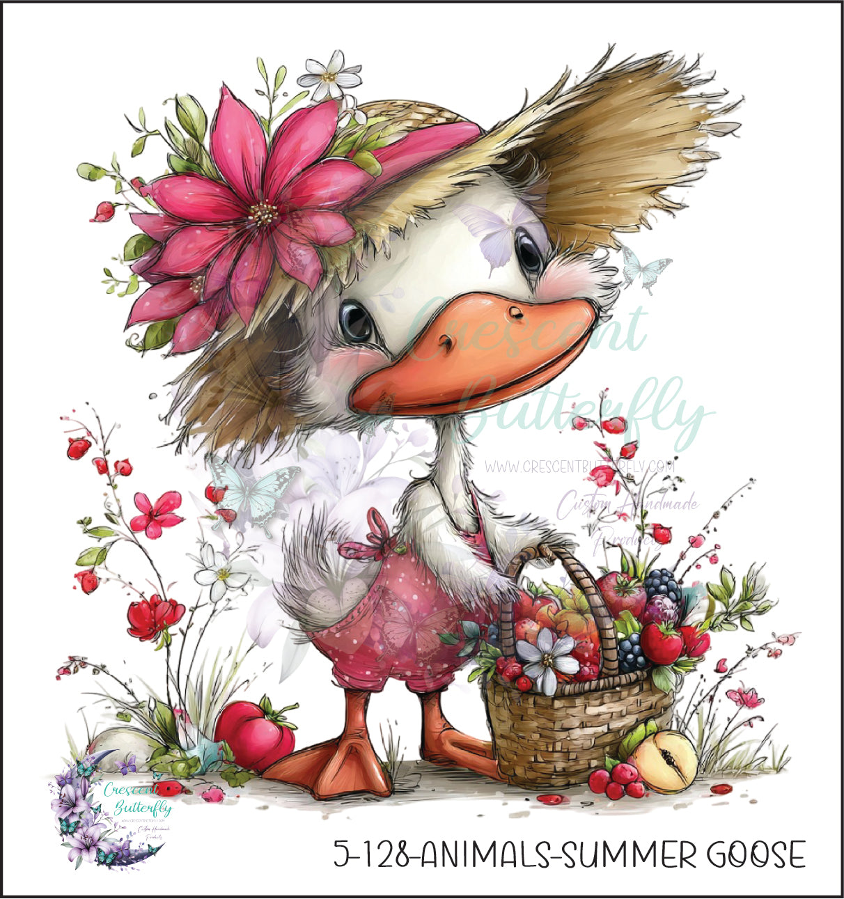 5-128-Animals-Summer Goose UV DTF Decal