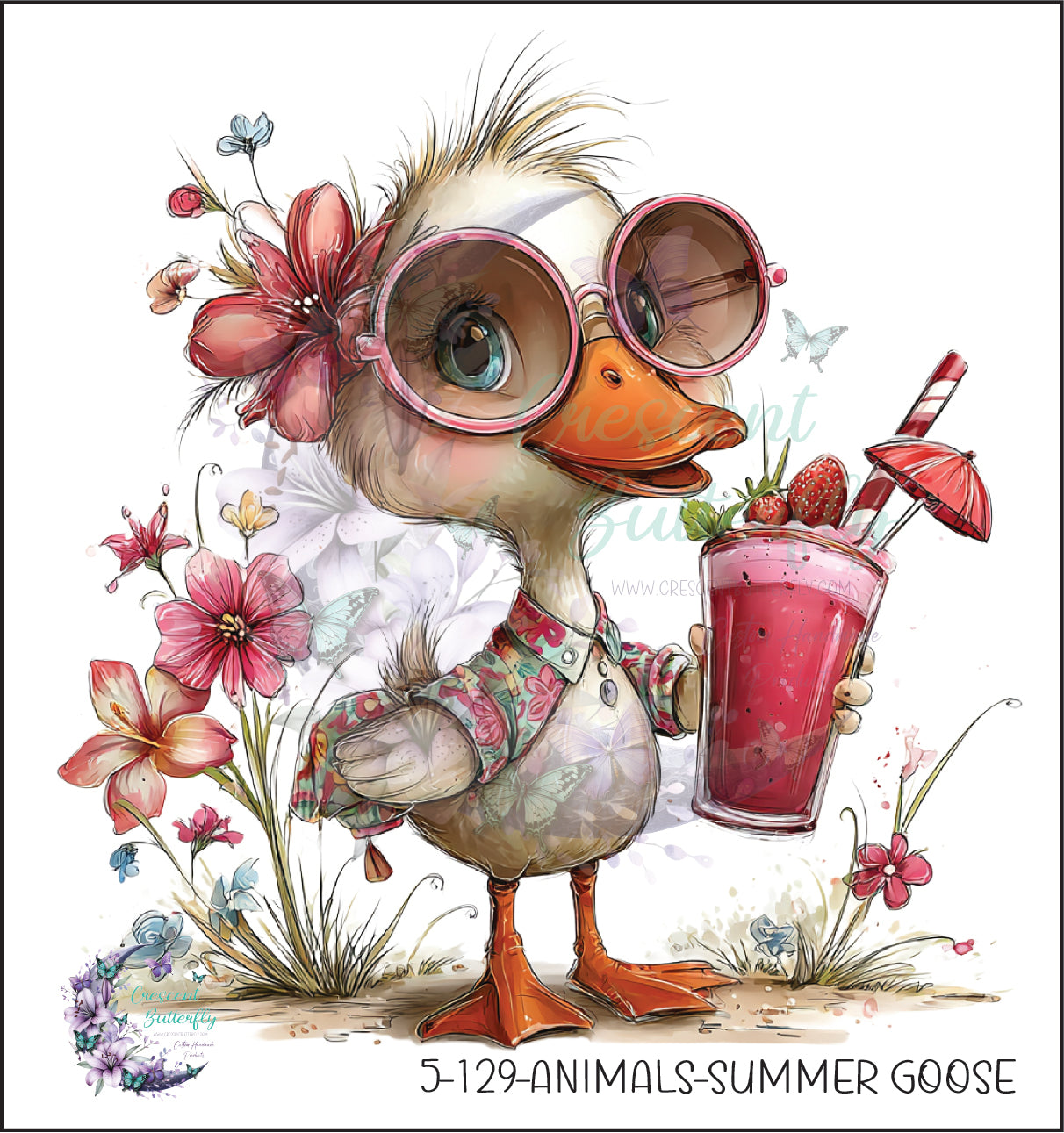 5-129-Animals-Summer Goose UV DTF Decal