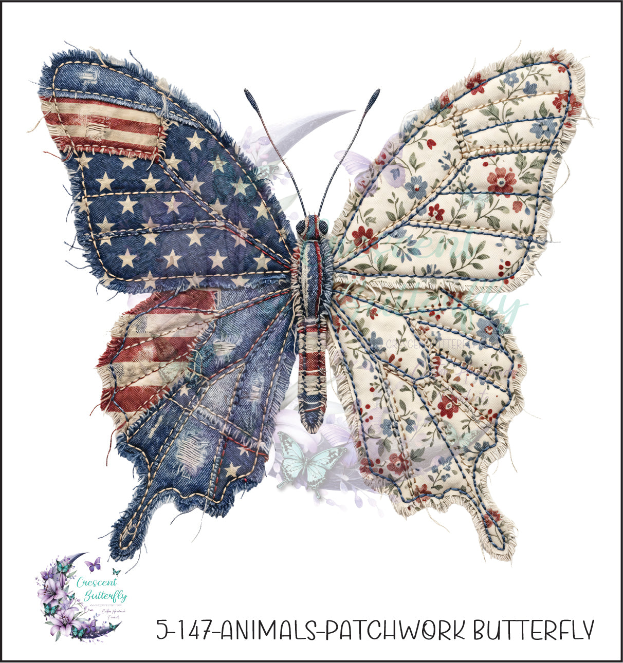 5-147-Animals-Patchwork Butterfly UV DTF Decal