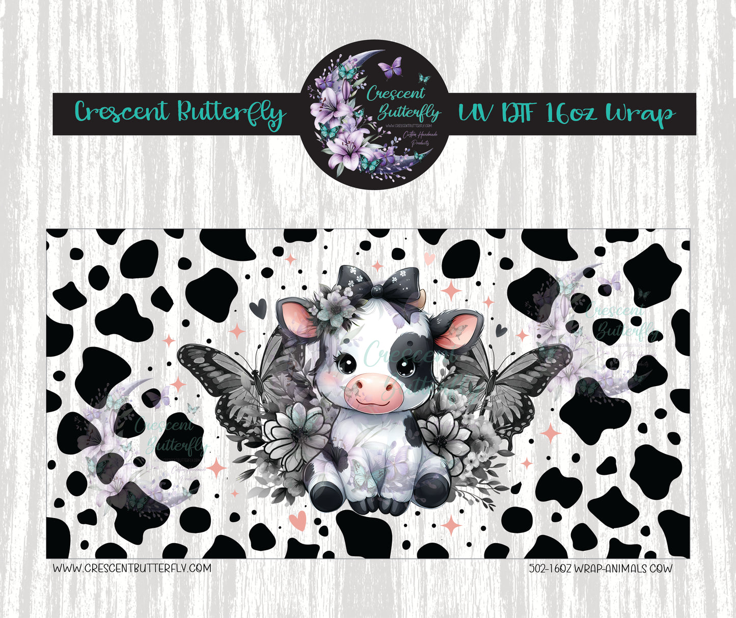 502-16oz Wrap-Animals Cow UV DTF