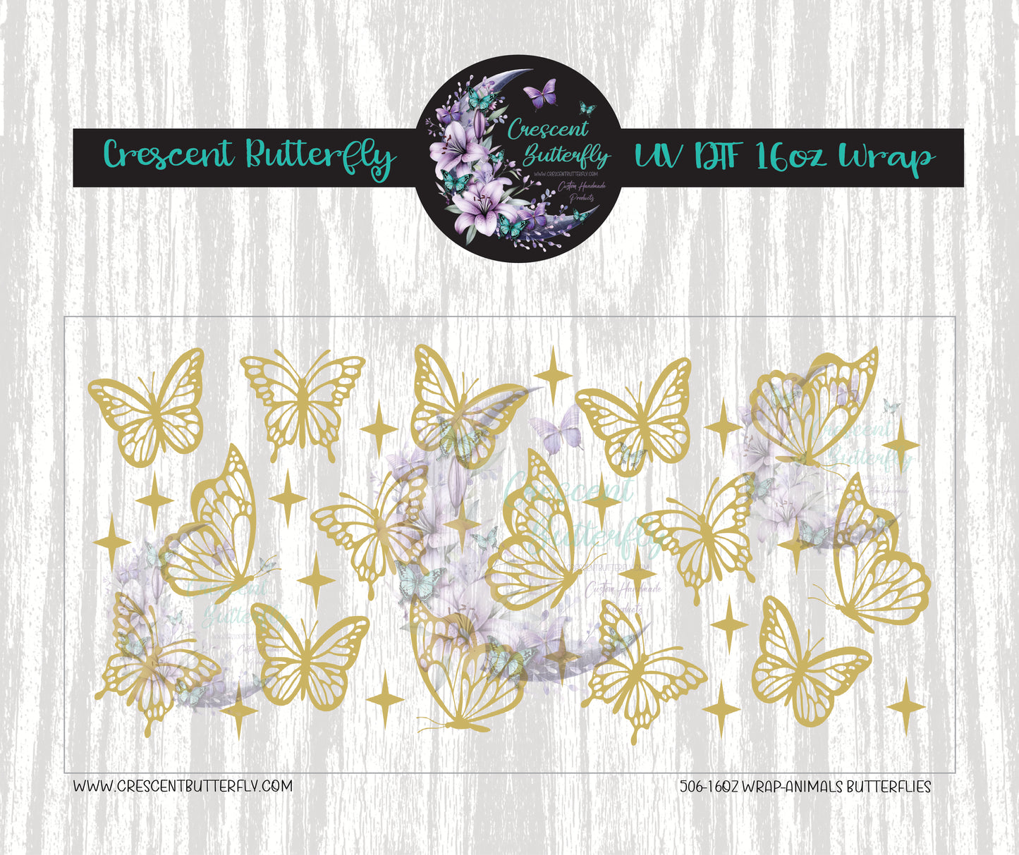 506-16oz Wrap-Animals Butterflies UV DTF