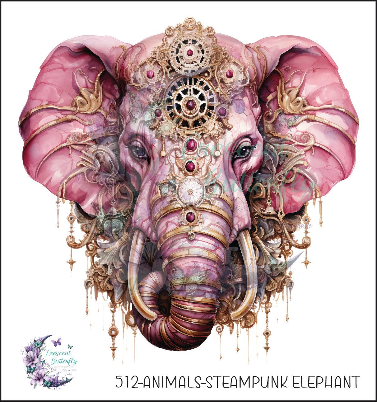 512-Animals-Steampunk Elephant UV DTF Decal