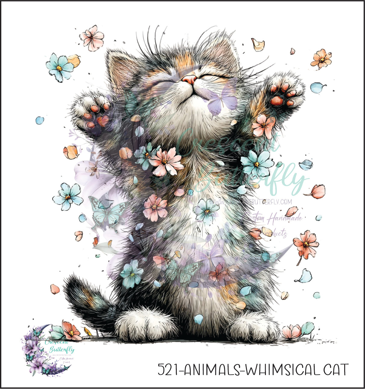 521-Animals-Whimsical Cat UV DTF Decal