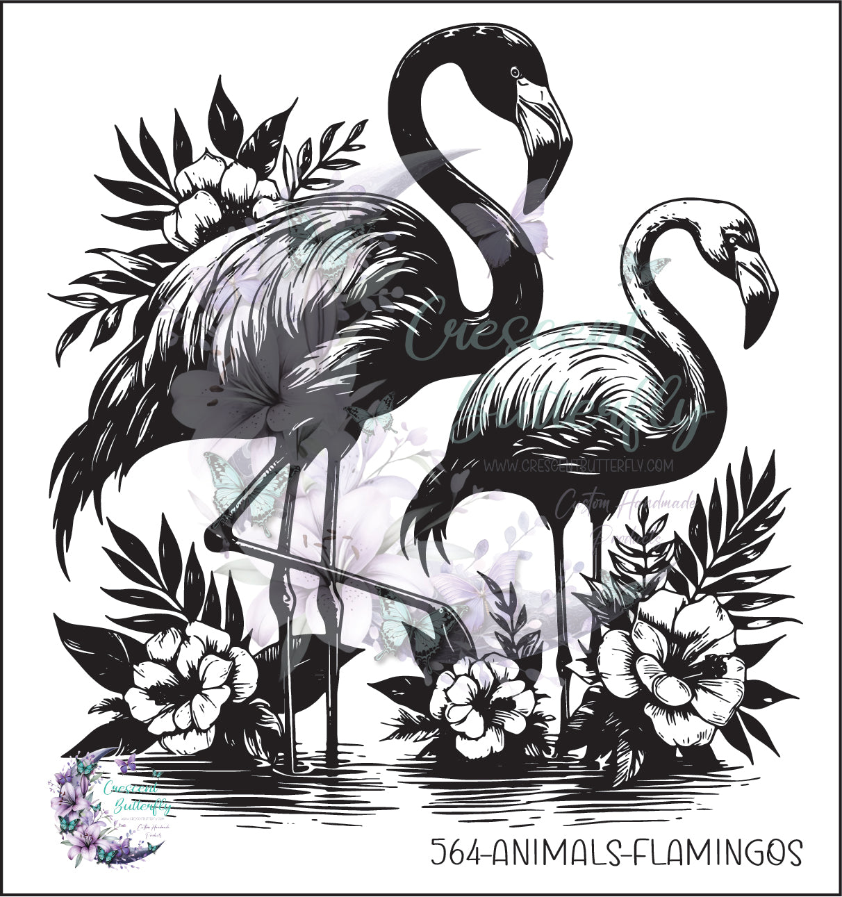 564-Animals-Flamingos UV DTF Decal