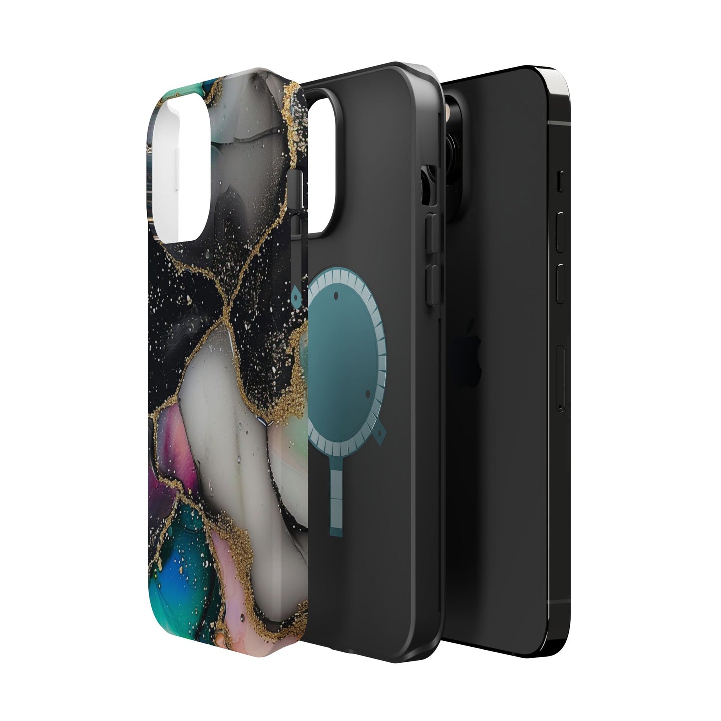 Black Glitter Alcohol Ink 6 -Magnetic Tough Cases