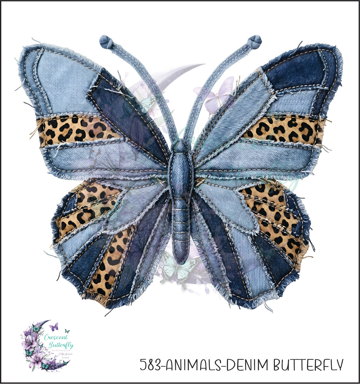 583-Animals-Denim Butterfly UV DTF Decal