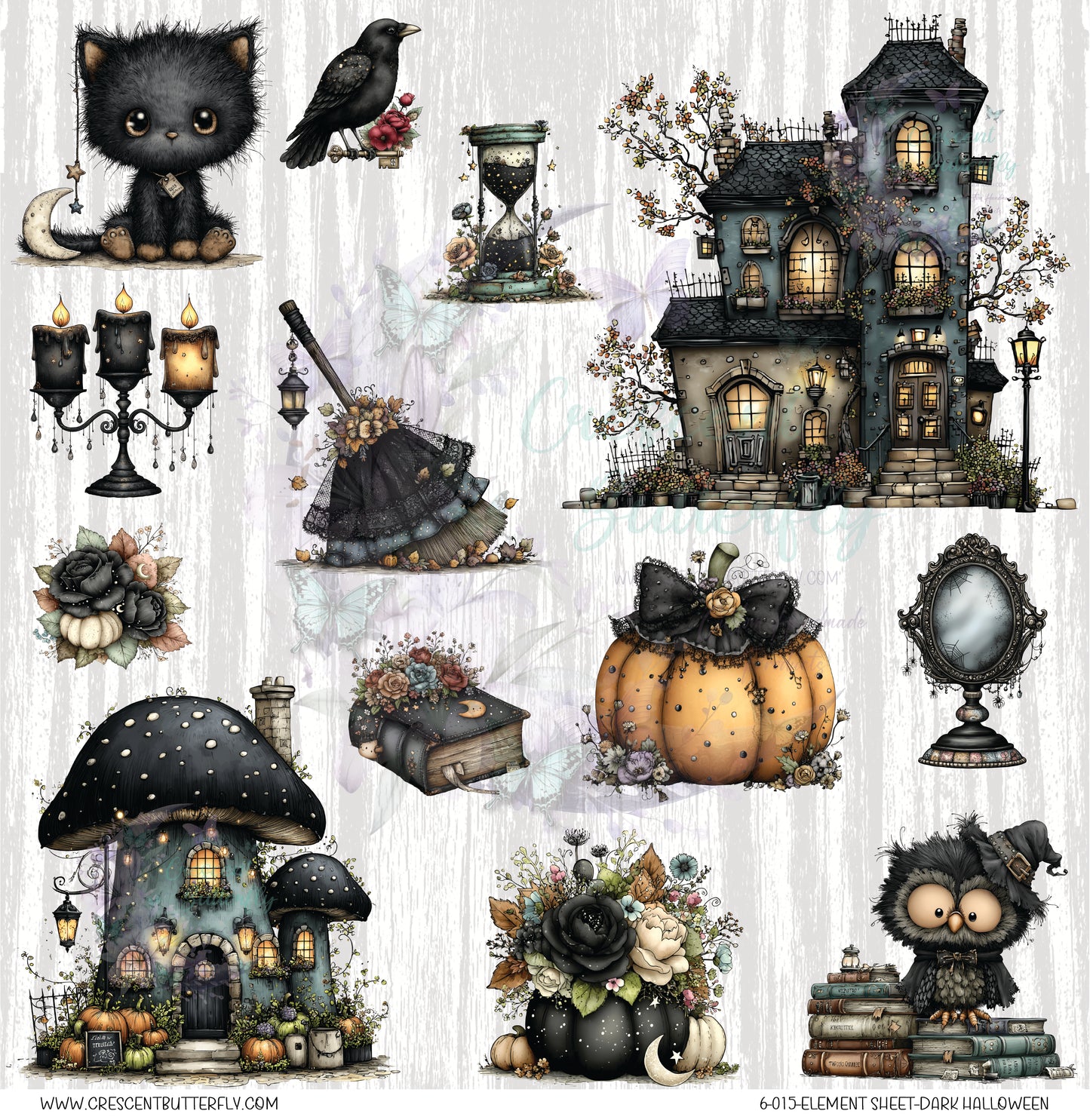 6-015-Element Sheet-Dark Halloween UV DTF