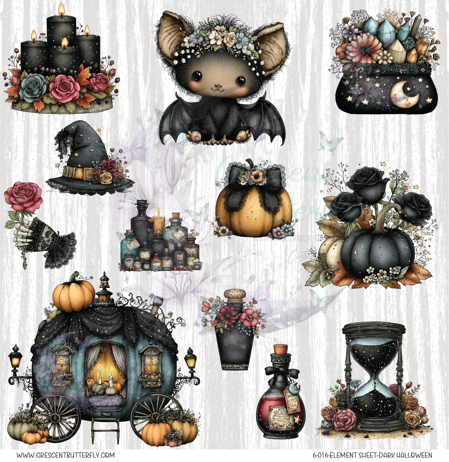 6-016-Element Sheet-Dark Halloween UV DTF