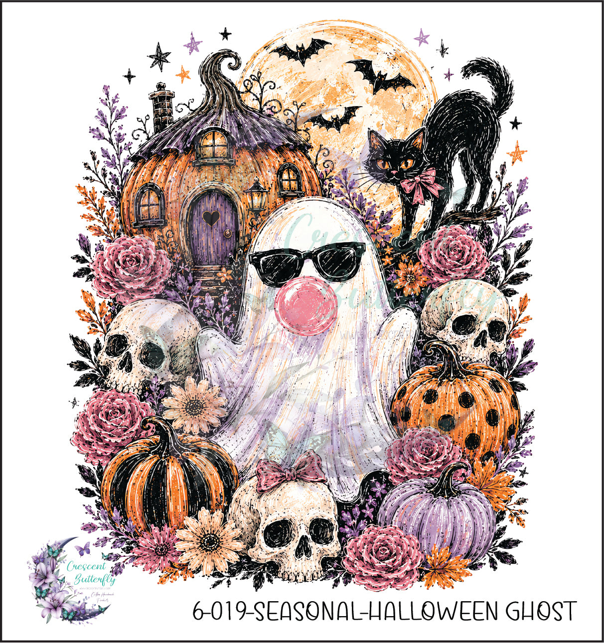 6-019-Seasonal-Halloween Ghost UV DTF Decal