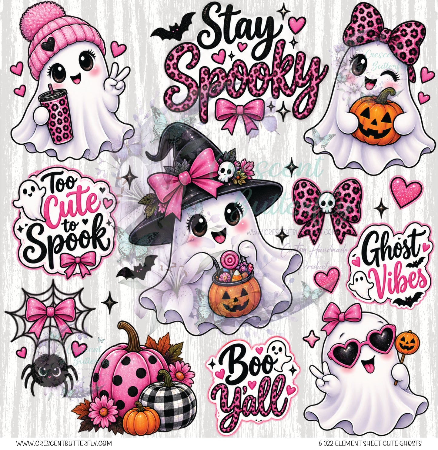 6-022-Element Sheet-Cute Ghosts UV DTF