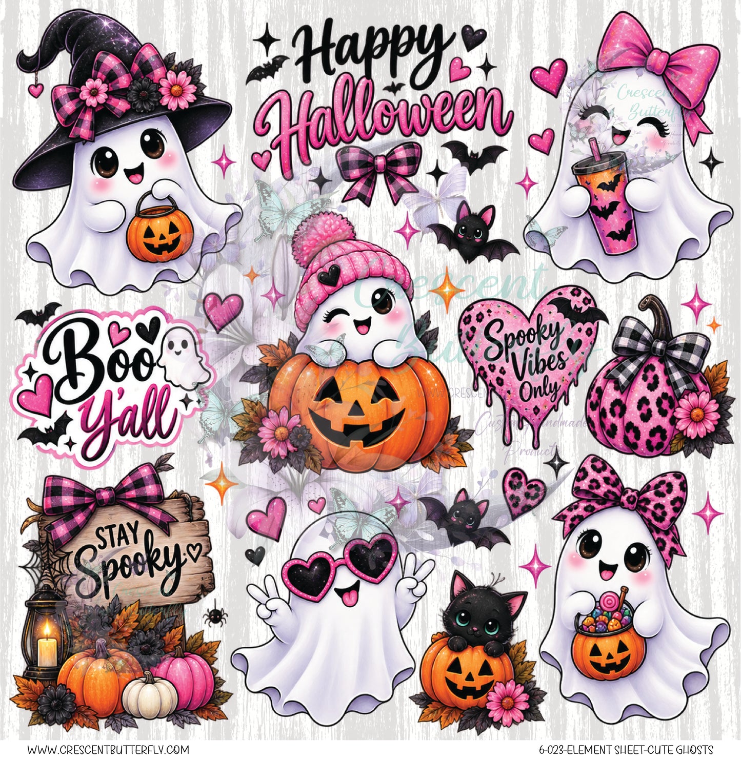 6-023-Element Sheet-Cute Ghosts UV DTF