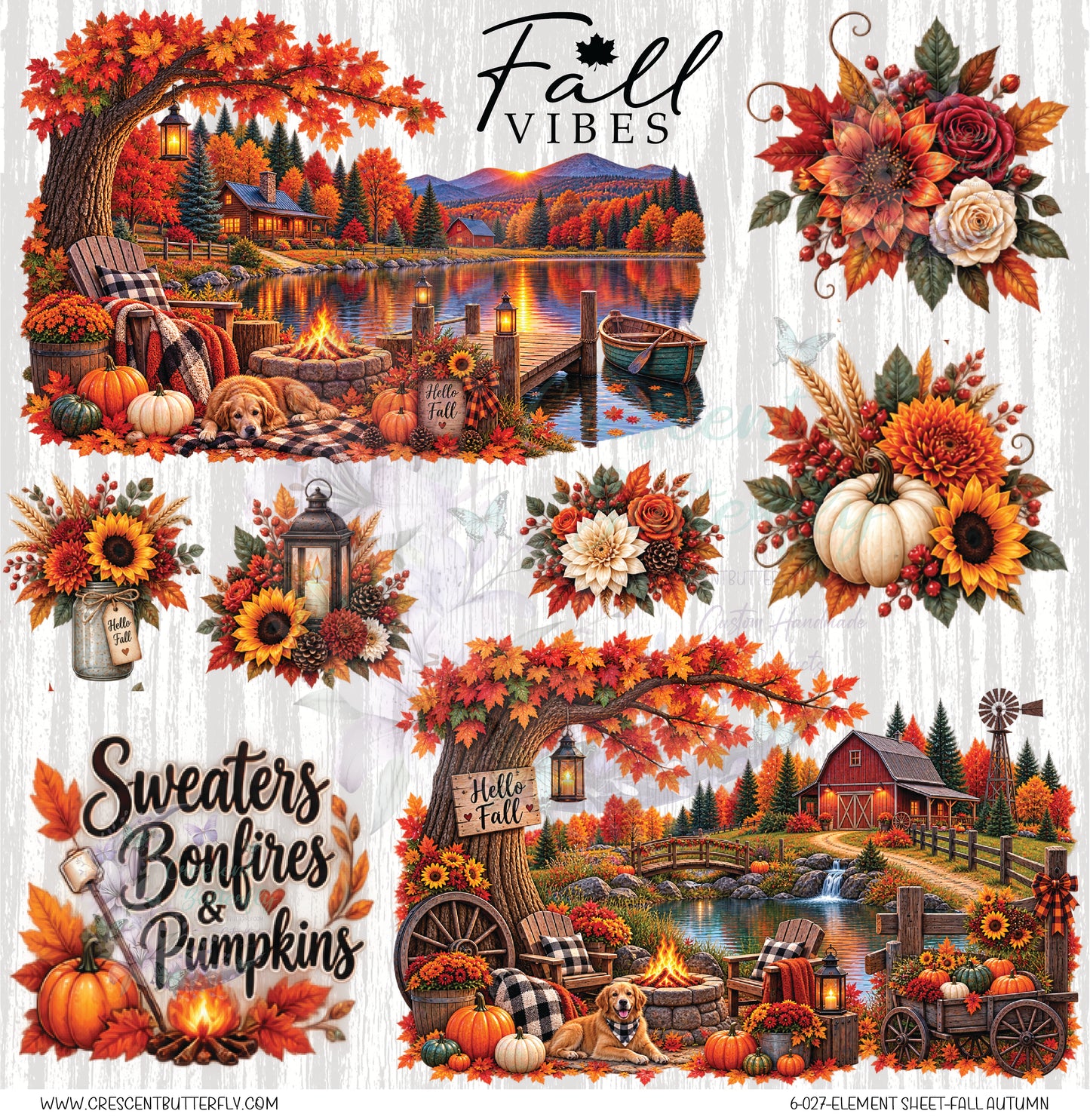 6-027-Element Sheet-Fall Autumn UV DTF