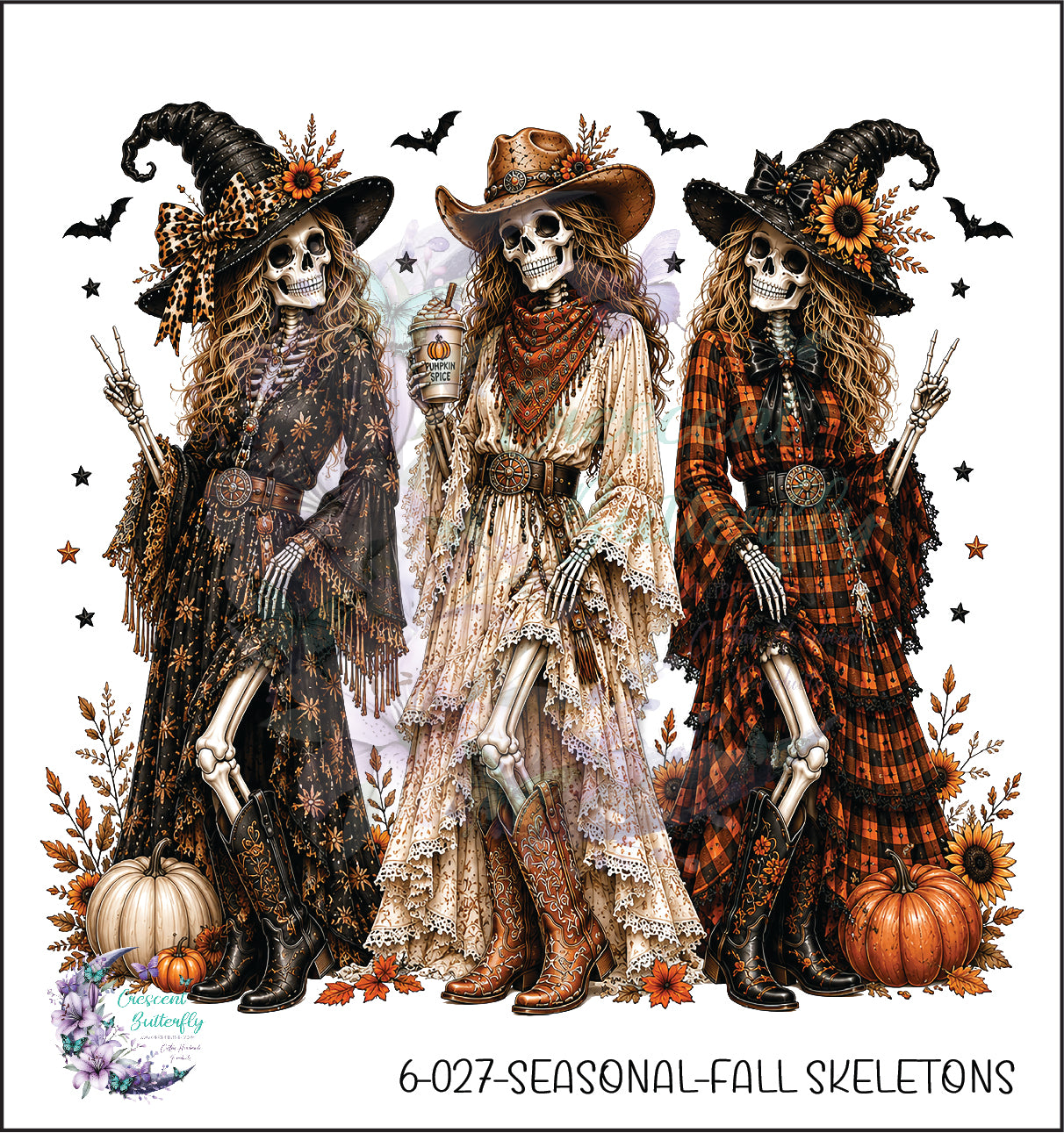 6-027-Seasonal-Fall Skeletons UV DTF Decal