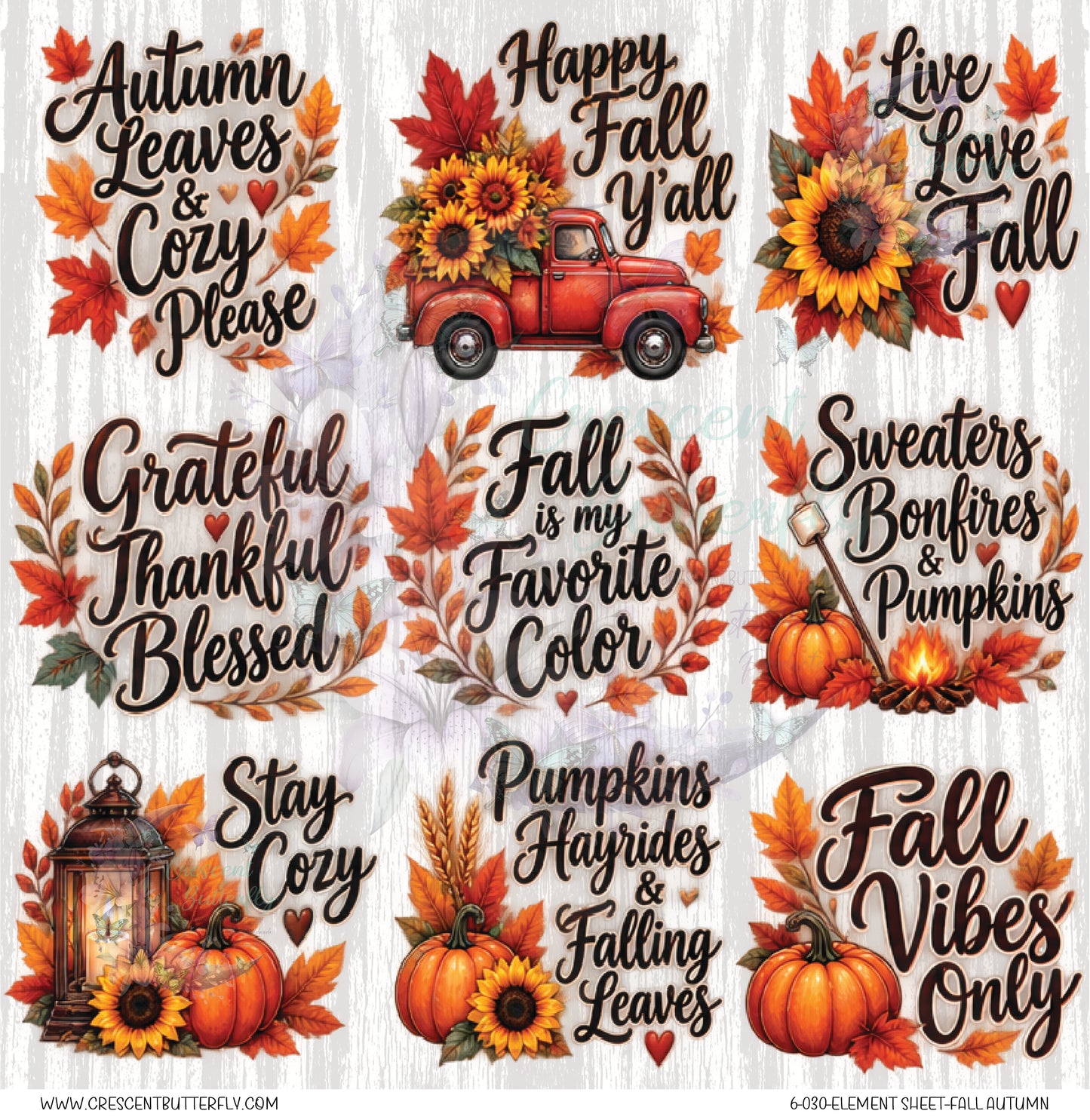 6-030-Element Sheet-Fall Autumn UV DTF