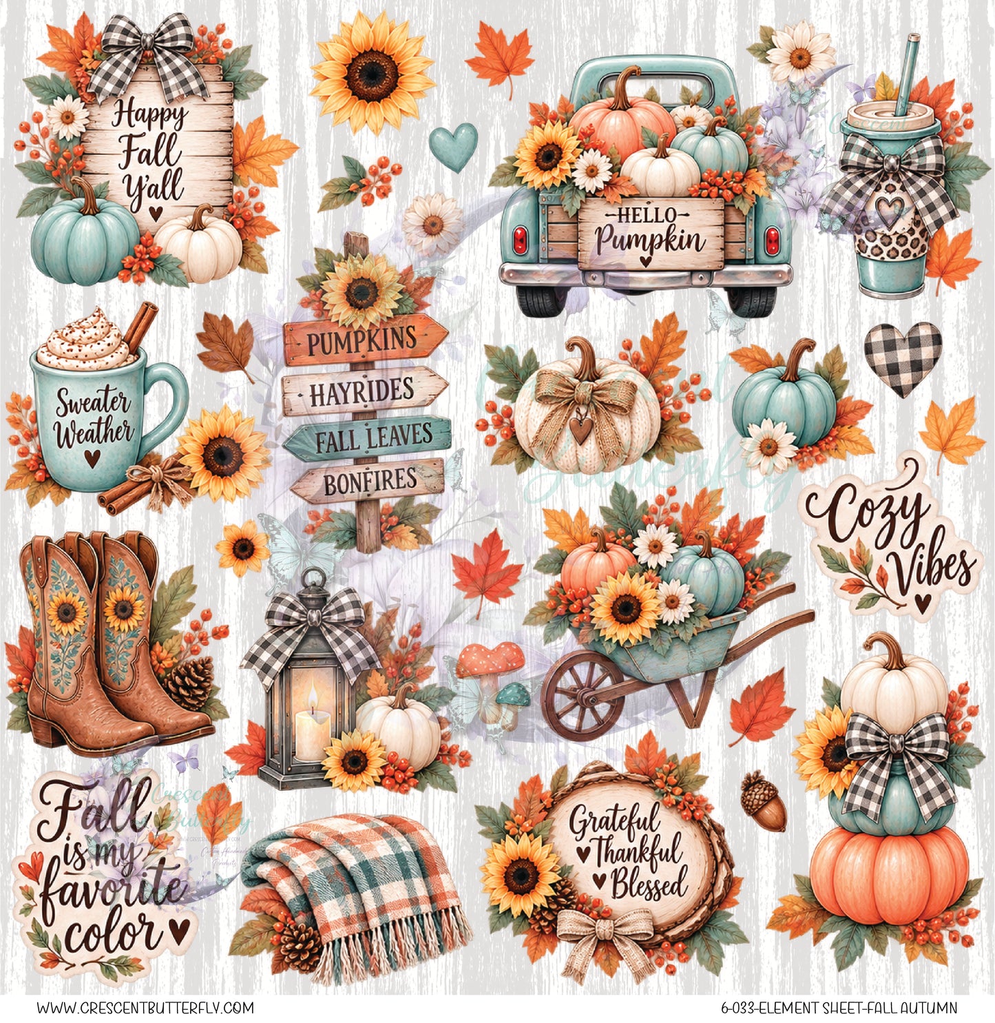 6-033-Element Sheet-Fall Autumn UV DTF