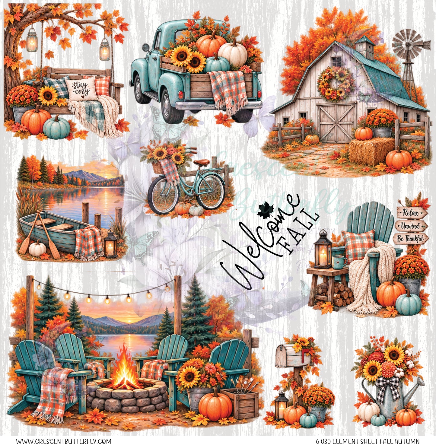 6-035-Element Sheet-Fall Autumn UV DTF