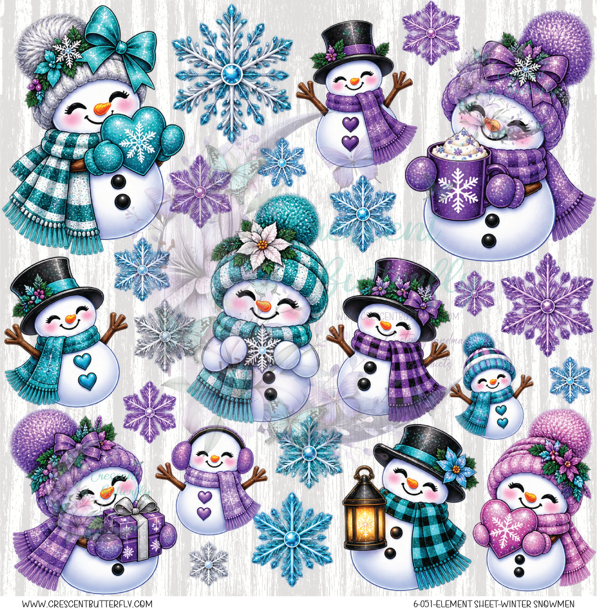6-051-Element Sheet-Winter Snowmen UV DTF