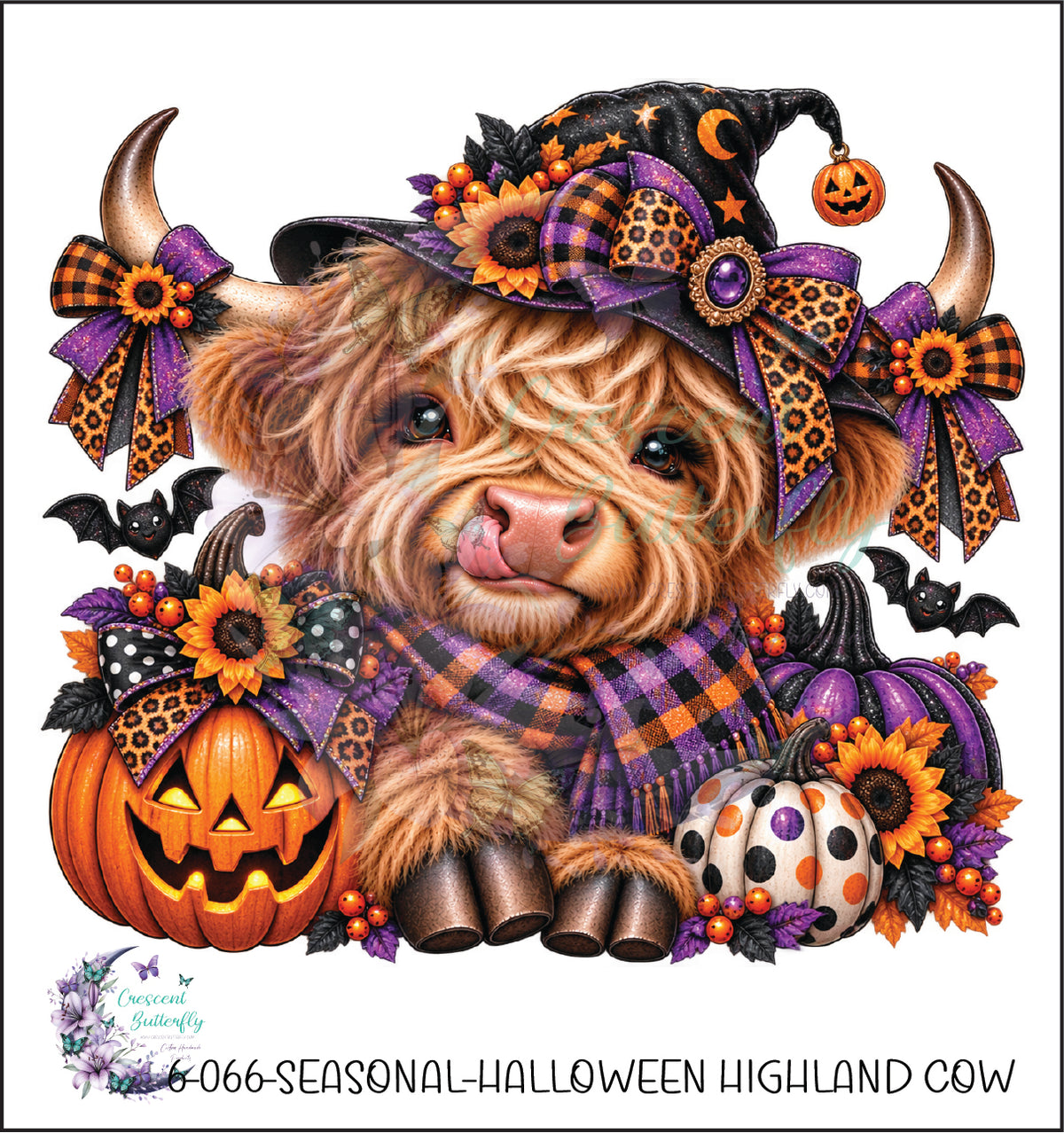 6-066-Seasonal-Halloween Highland Cow UV DTF Decal