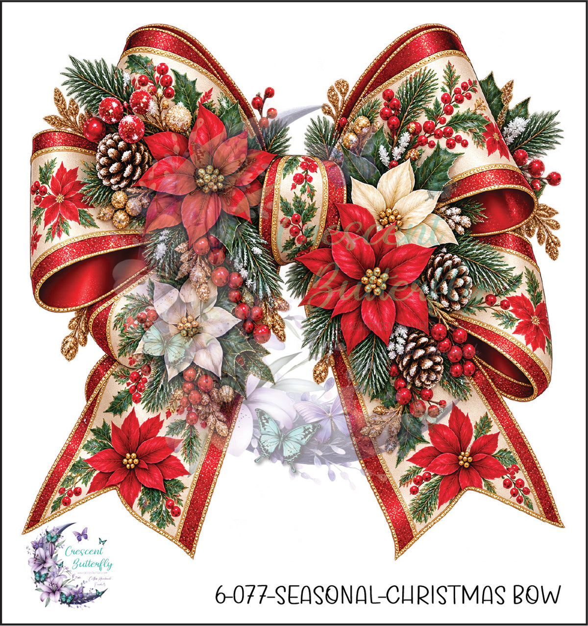 6-077-Seasonal-Christmas Bow UV DTF Decal