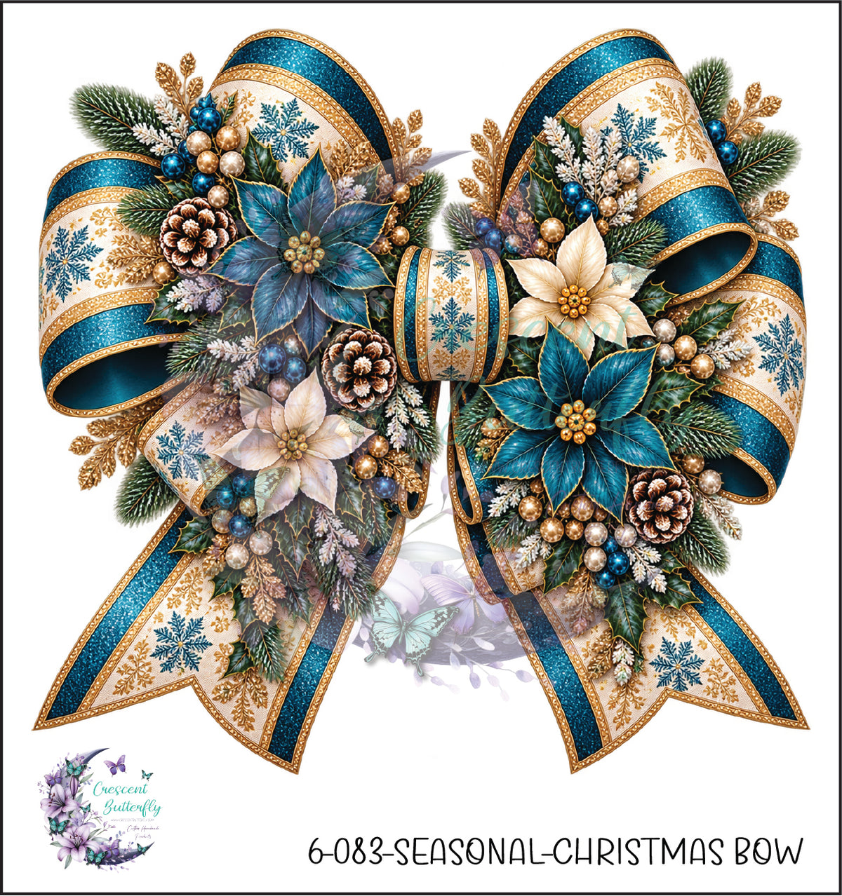 6-083-Seasonal-Christmas Bow UV DTF Decal