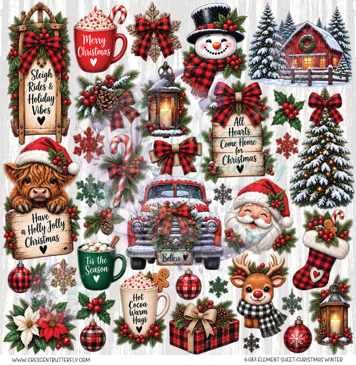 6-087-Element Sheet-Christmas Winter UV DTF