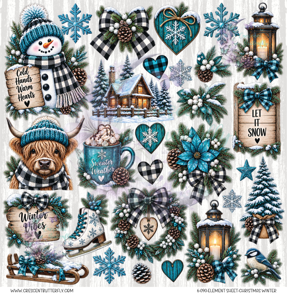 6-090-Element Sheet-Christmas Winter UV DTF
