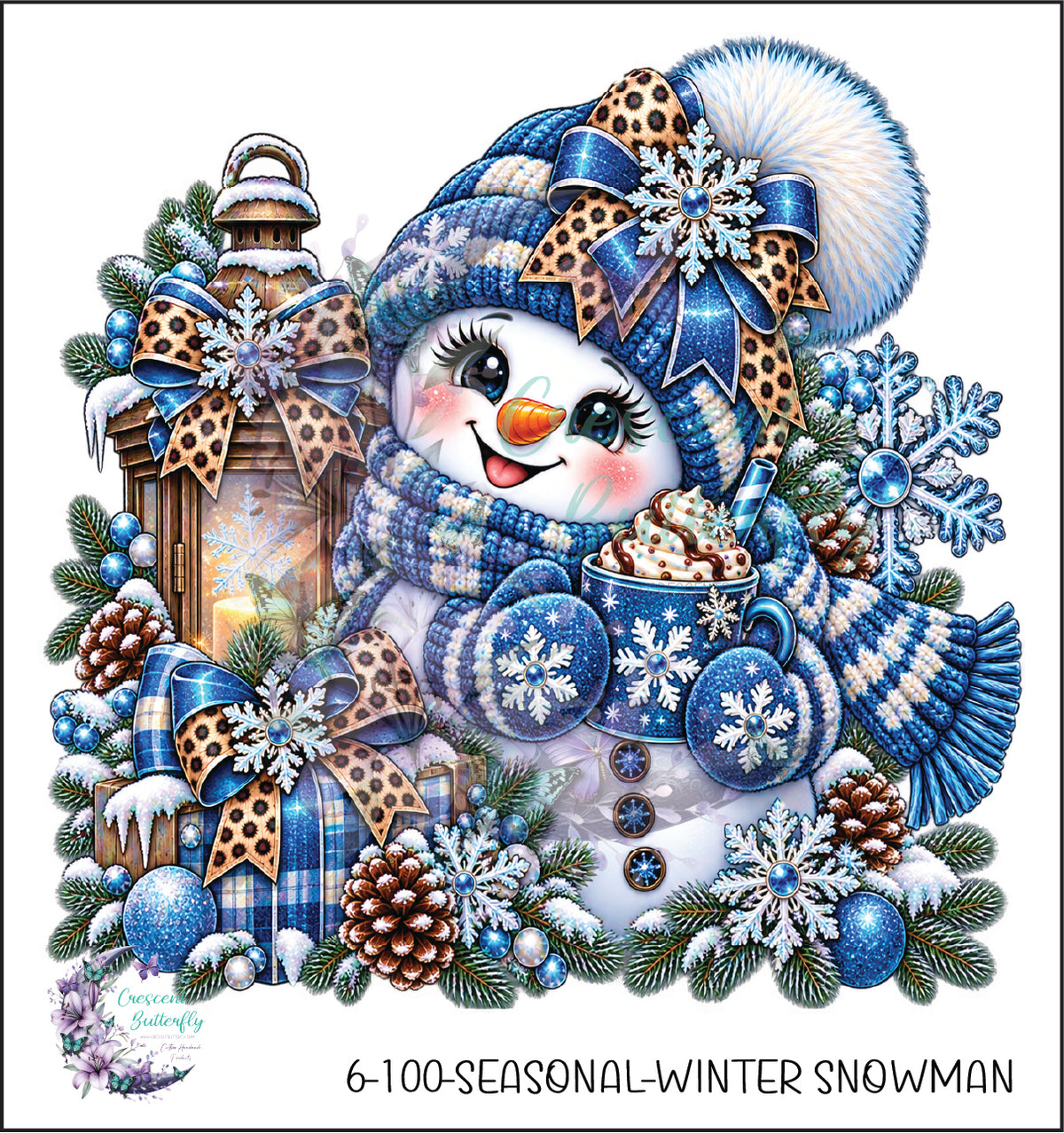 6-100-Seasonal-Winter Snowman UV DTF Decal