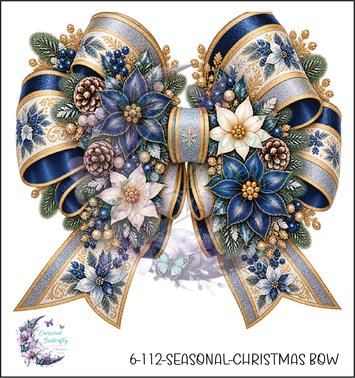 6-112-Seasonal-Christmas Bow UV DTF Decal