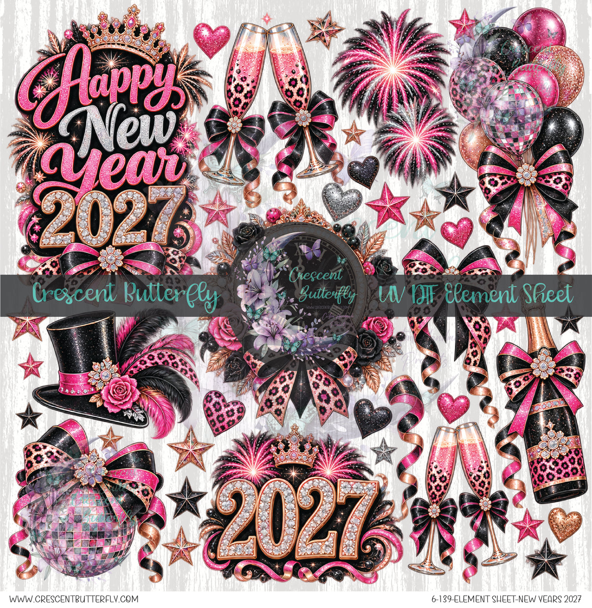6-139-Element Sheet-New Years 2027 UV DTF