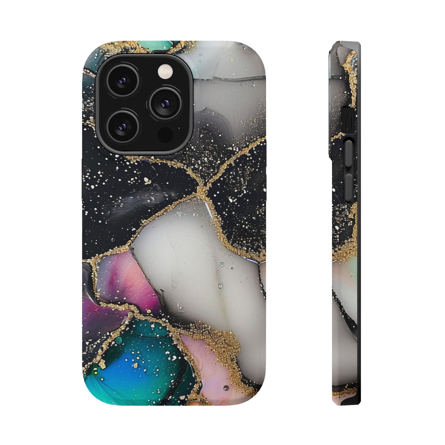 Black Glitter Alcohol Ink 6 -Magnetic Tough Cases