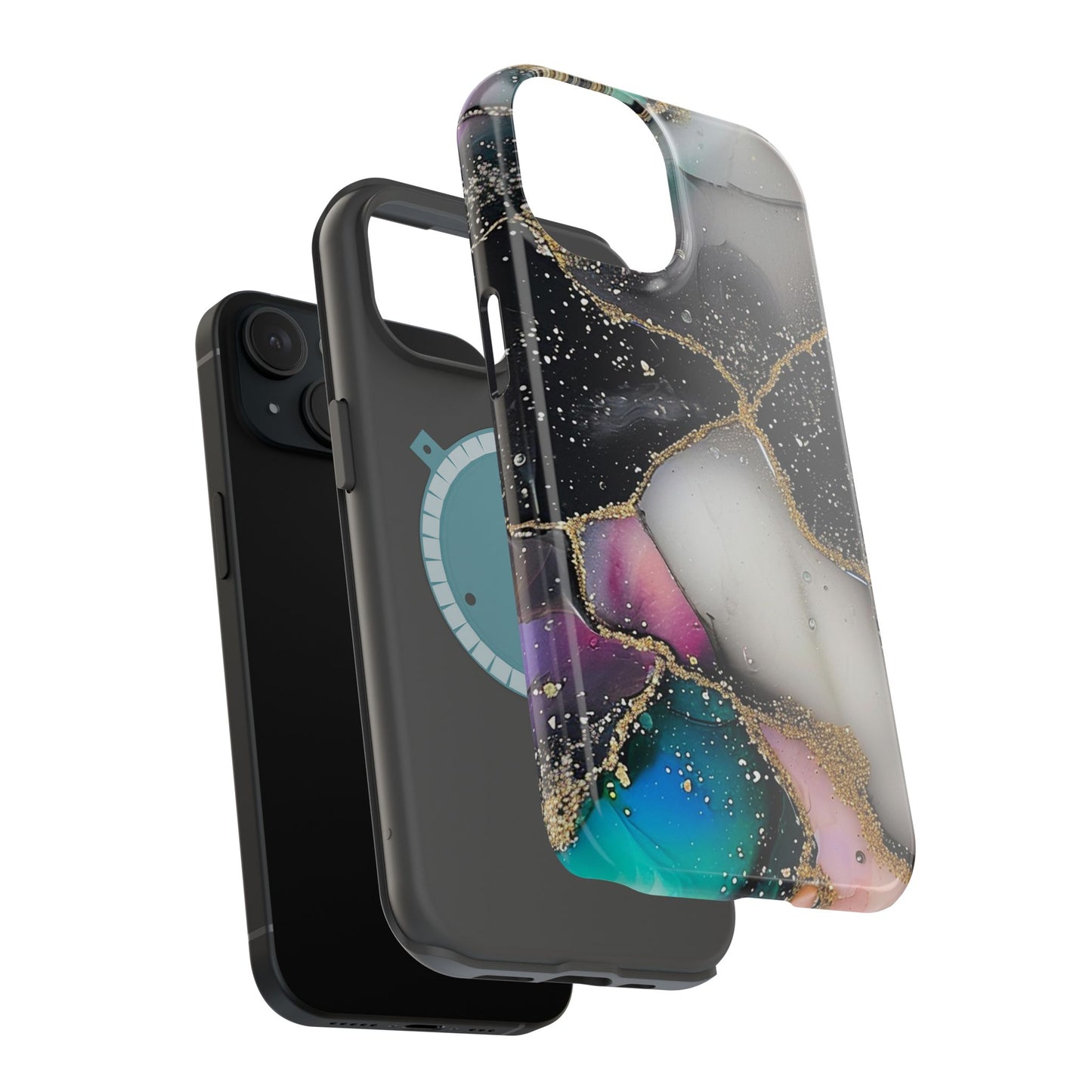Black Glitter Alcohol Ink 6 -Magnetic Tough Cases