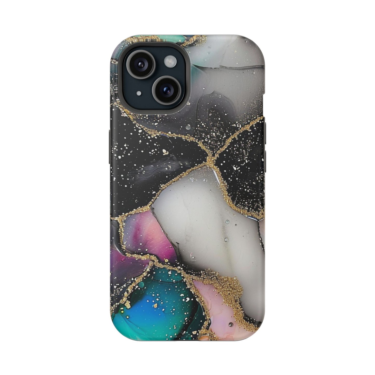 Black Glitter Alcohol Ink 6 -Magnetic Tough Cases