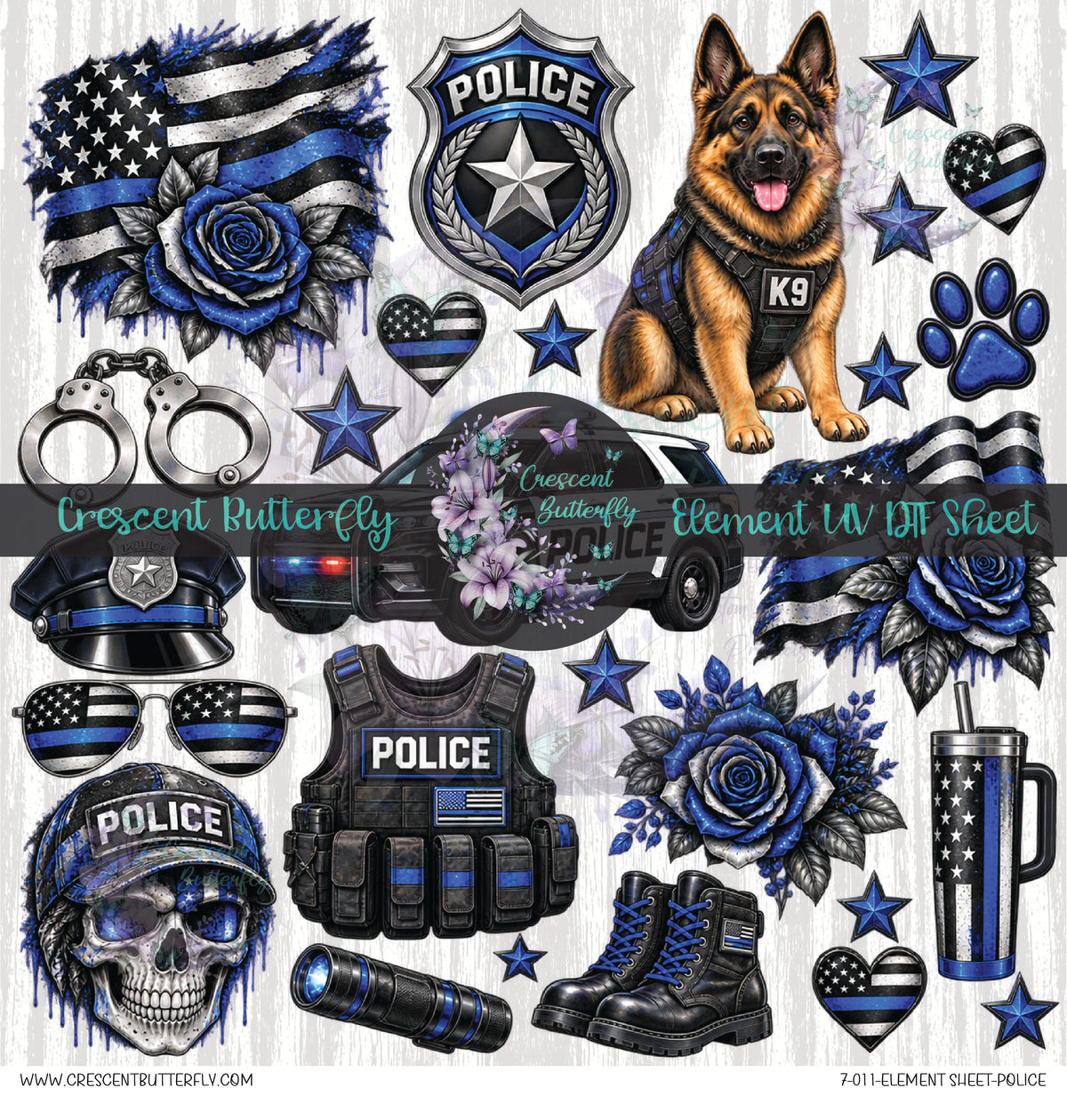 7-011-Element Sheet-Police UV DTF