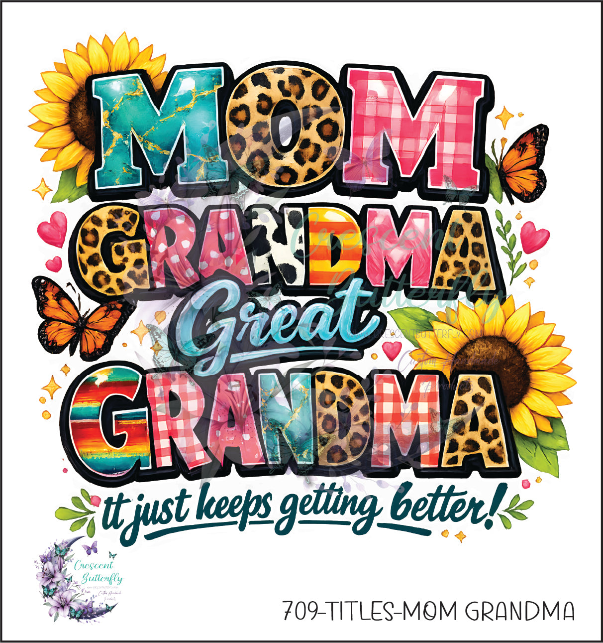 709-Titles-Mom Grandma UV DTF Decal