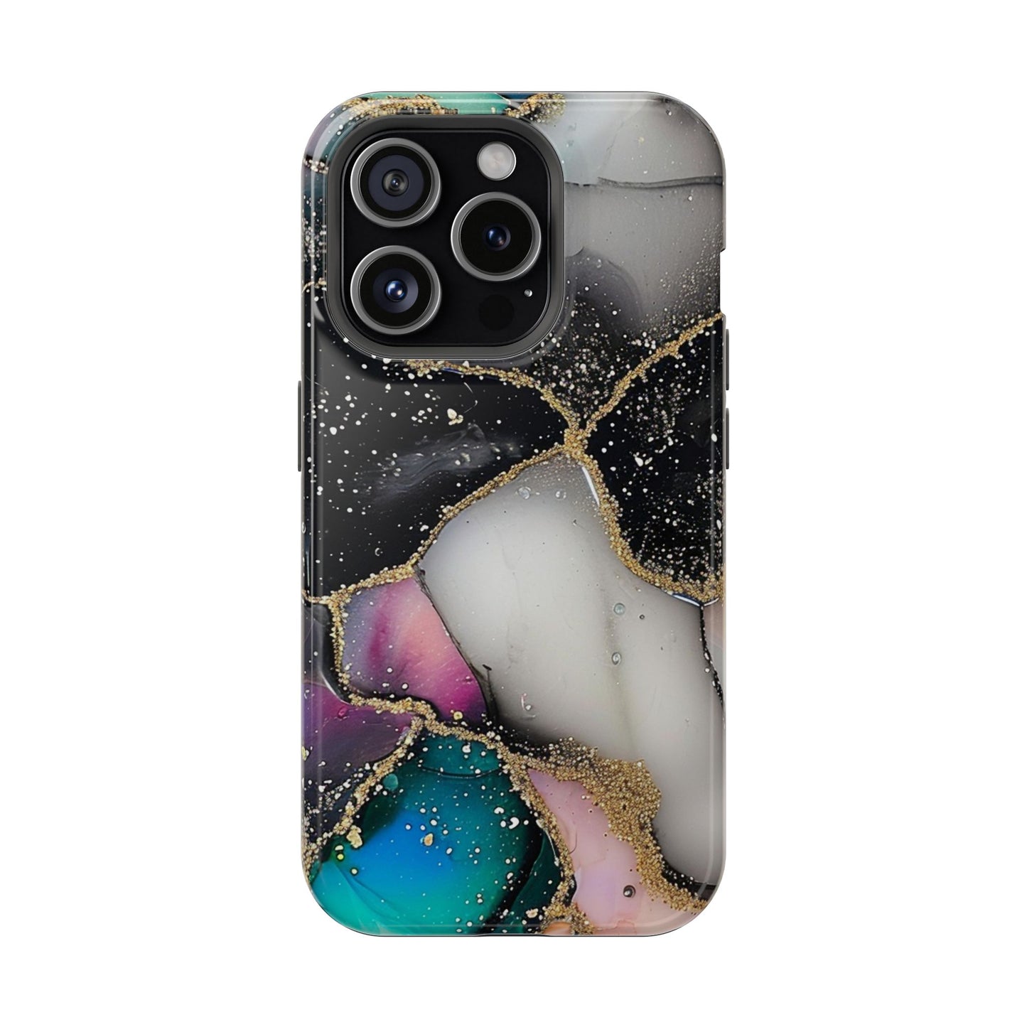 Black Glitter Alcohol Ink 6 -Magnetic Tough Cases