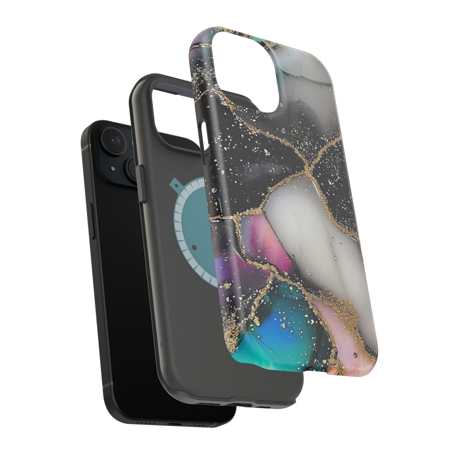 Black Glitter Alcohol Ink 6 -Magnetic Tough Cases