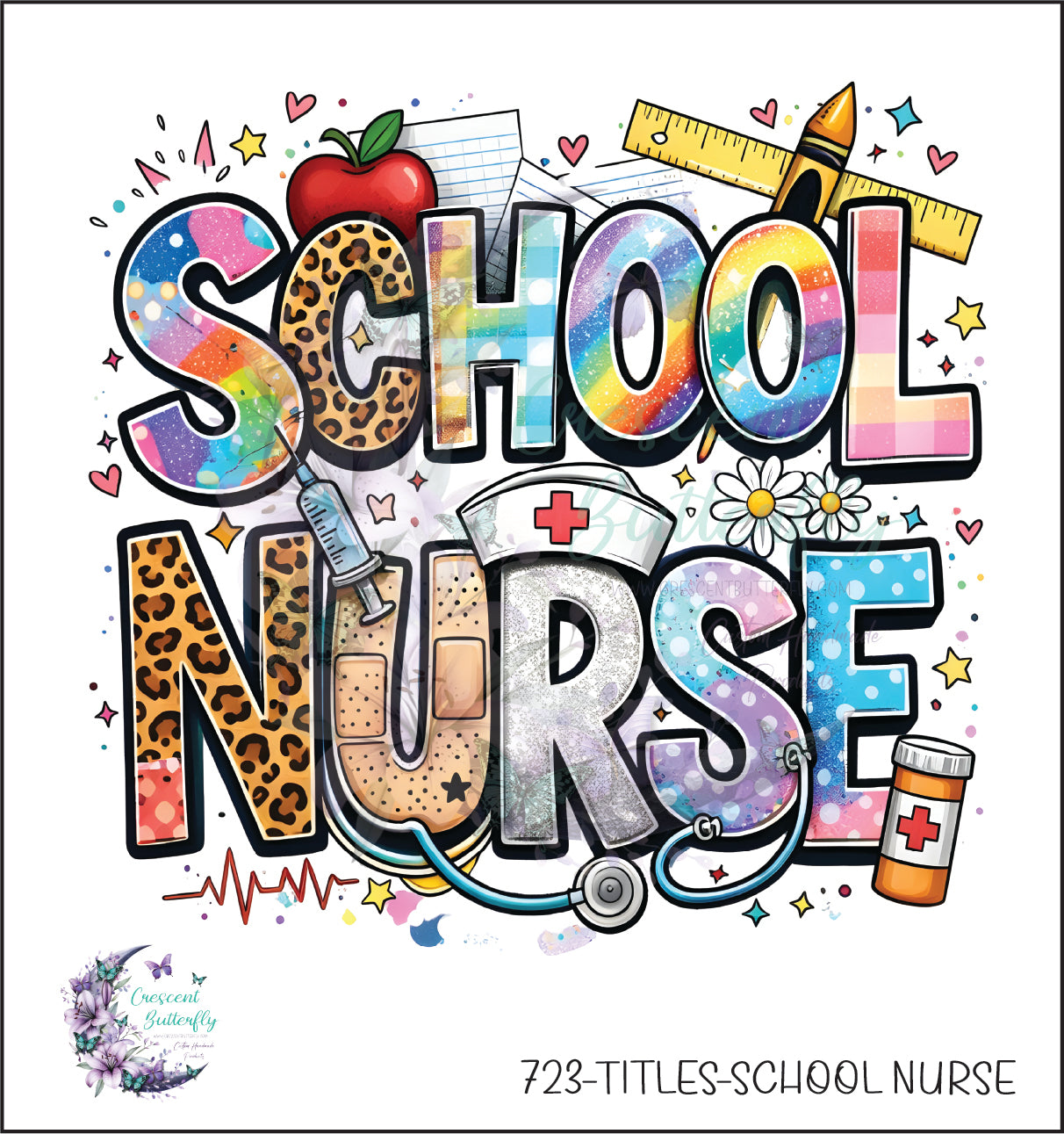 723-Titles-School Nurse UV DTF Decal