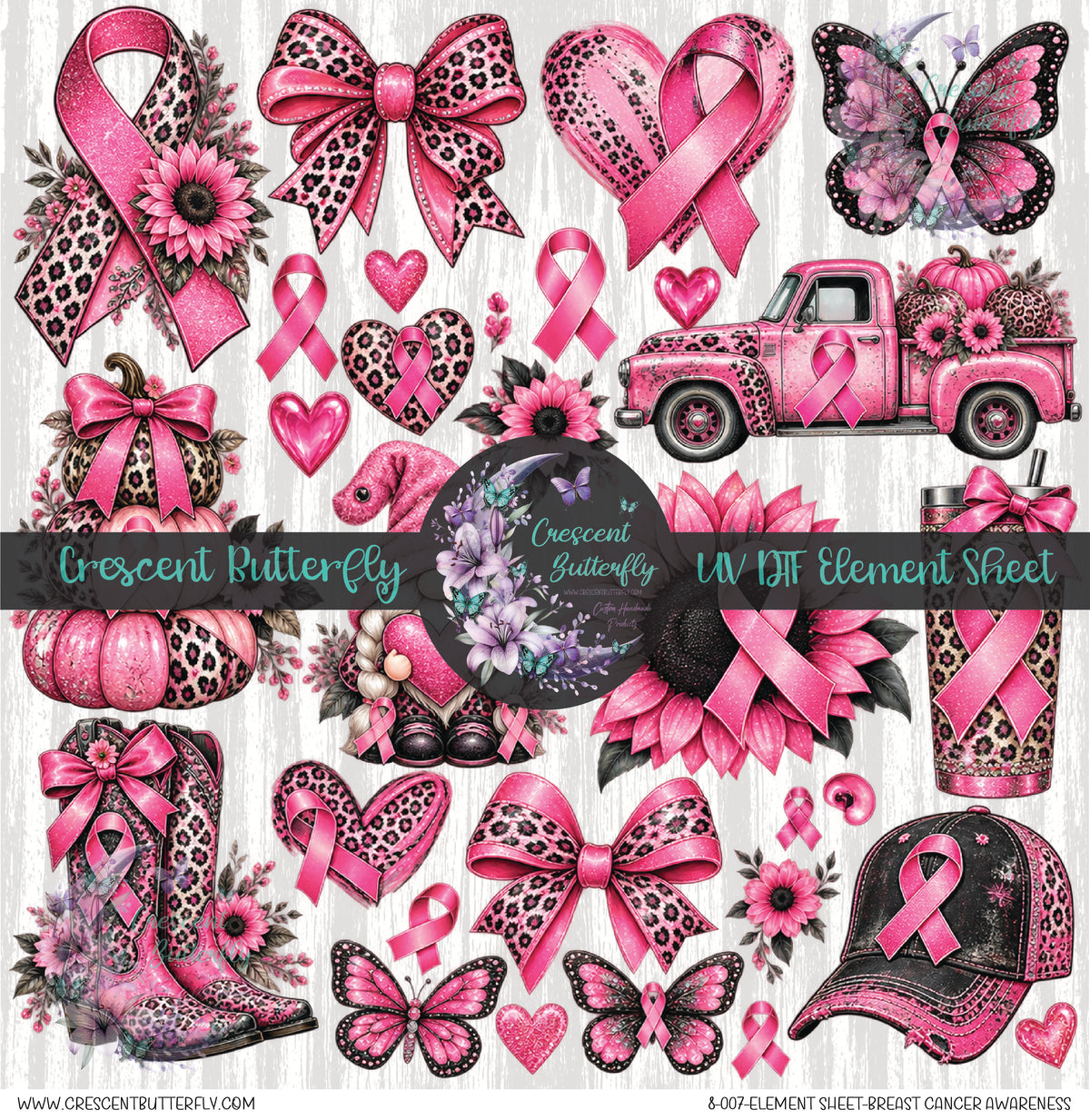 8-007-Element Sheet-Breast Cancer Awareness UV DTF