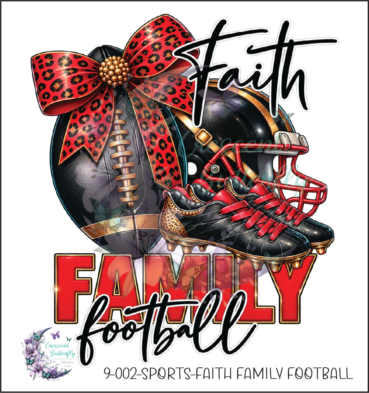 9-002-Sports-Faith Family Football UV DTF Decal