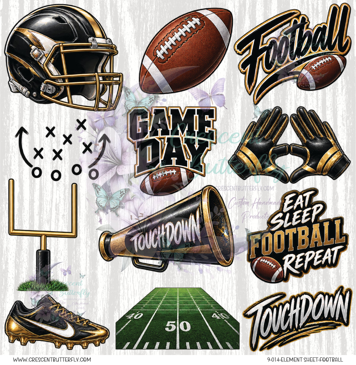 9-014-Element Sheet-Football UV DTF