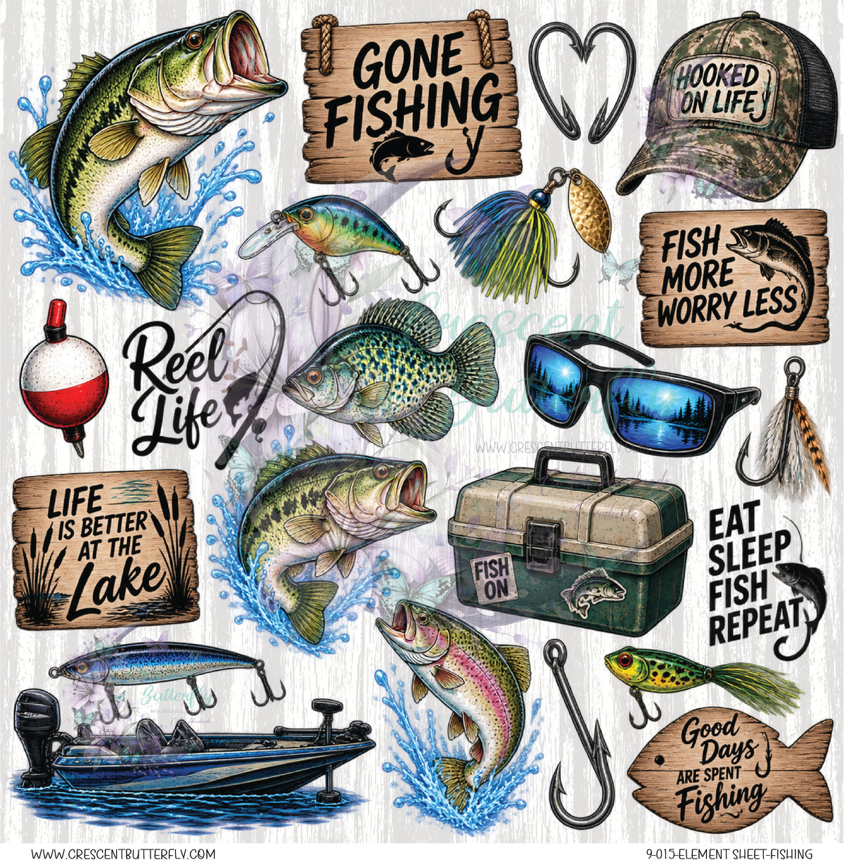 9-015-Element Sheet-Fishing UV DTF