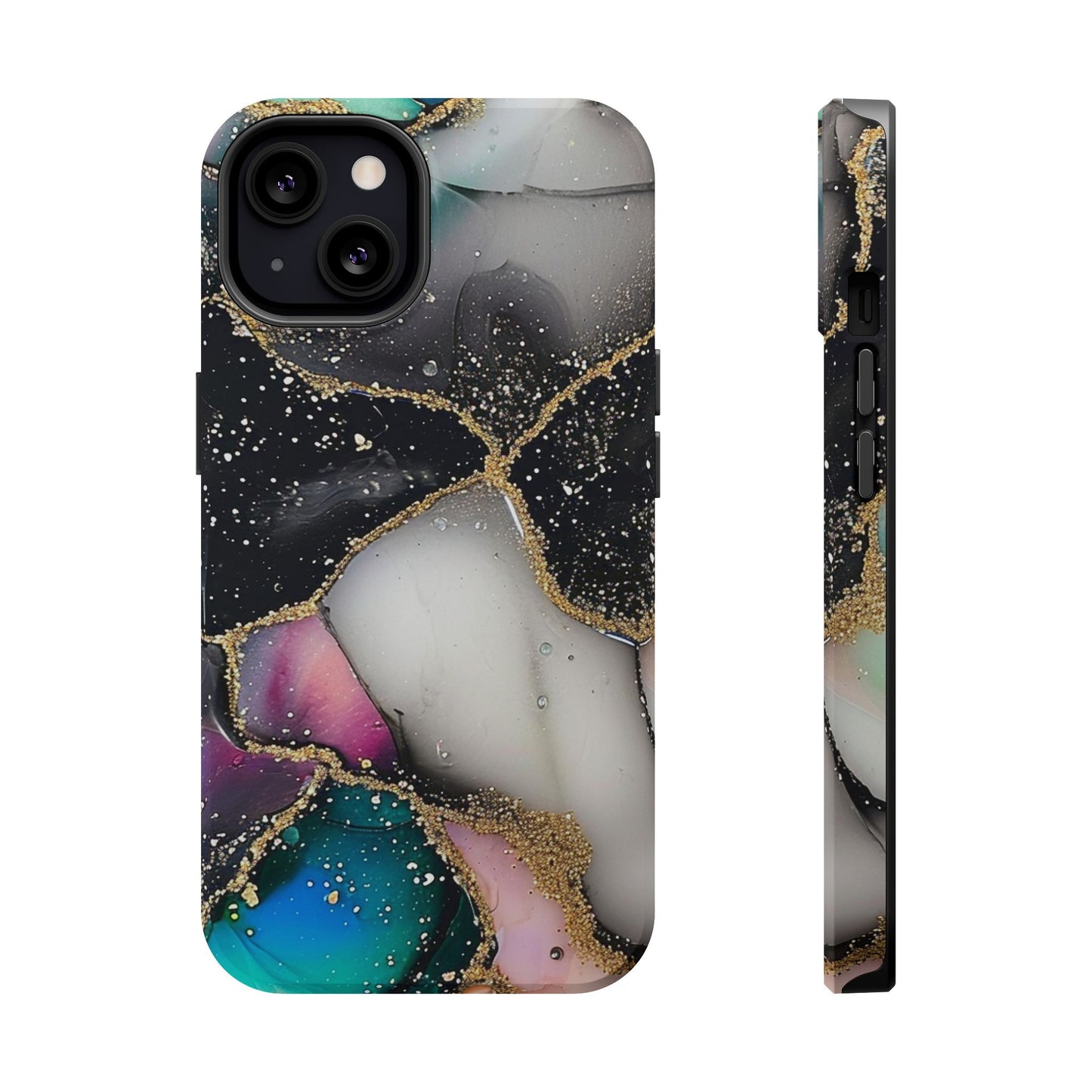 Black Glitter Alcohol Ink 6 -Magnetic Tough Cases
