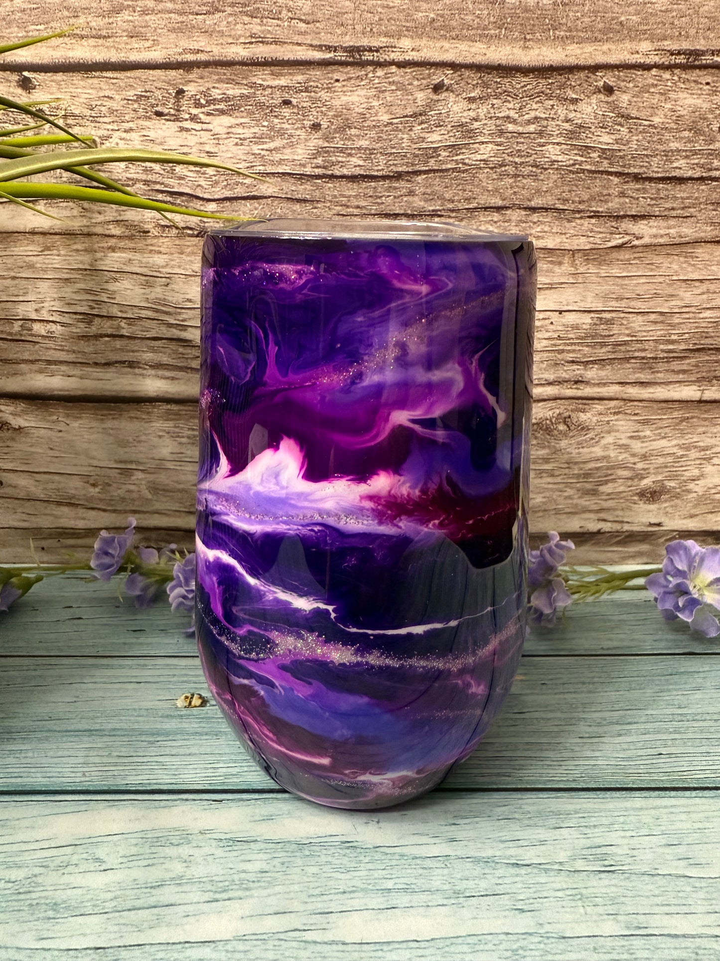 Blueberry Amethyst Dream Handmade Custom Epoxy Tumbler