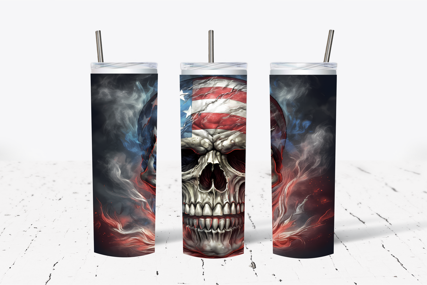 American Skull 3D Sublimation Tumbler
