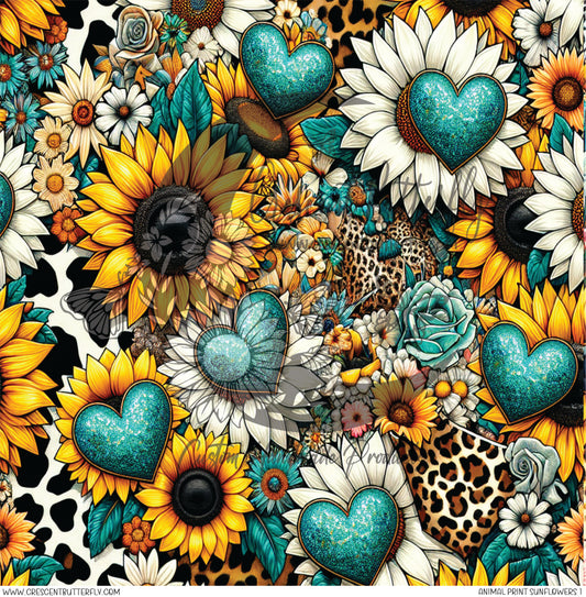 Animal Print Sunflowers 1 Printed Vinyl Sheet/Wrap