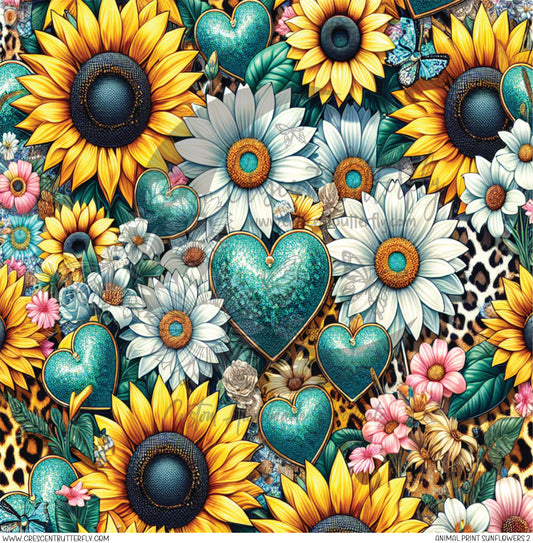 Animal Print Sunflowers 2 Printed Vinyl Sheet/Wrap
