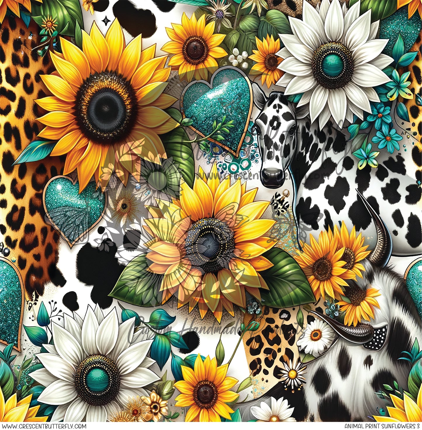 Animal Print Sunflowers 3 Printed Vinyl Sheet/Wrap