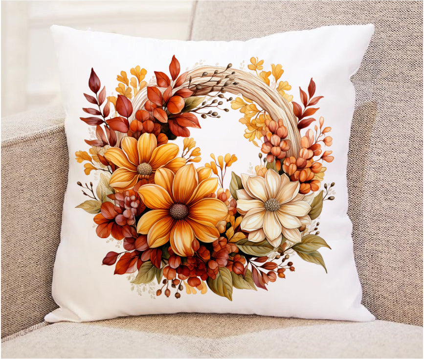 Autumn Wreath 18 Fall Throw Pillow