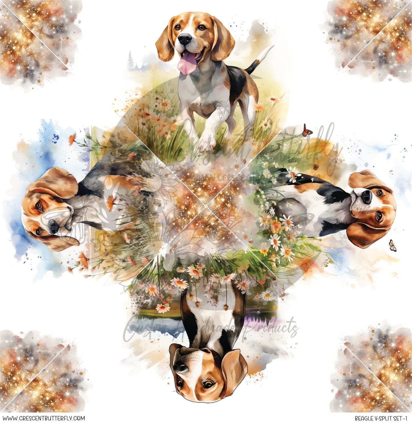 Beagle V-Split Set-1 Printed Vinyl Sheet/Wrap
